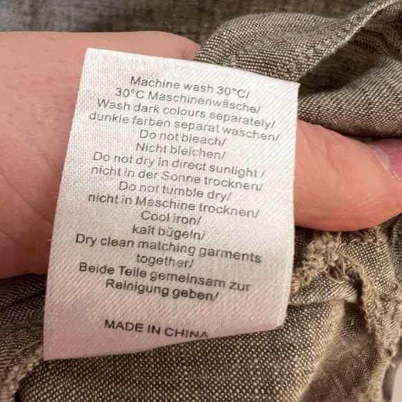 Poetry Linen Dress Button Front Short Sleeve V-Neck Minimalist Lagenlook Sz 8 - Picture 9 of 12